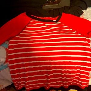 Red striped Long Sleeve shirt JNY